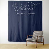 Hintergrund des Navy Blue Minimalistisch Wedding F Wandteppich (Beispiel)