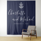 Hintergrund des Navy Blue Nautical Wedding Foto Bo Wandteppich (Beispiel)