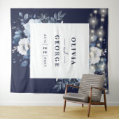 Hintergrund des Navy Blue String Light Floral Foto Wandteppich (Beispiel (Horizontal))