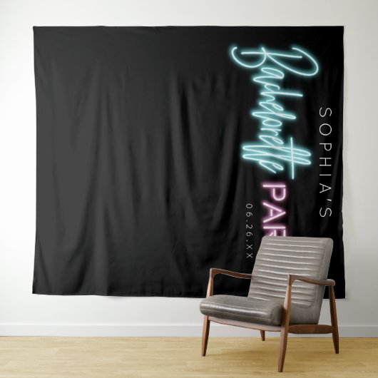 Hintergrund des Neon Junggeselinnen-Abschieds Wandteppich (Beispiel (Horizontal))