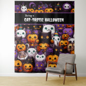 Hintergrund des niedlichen Cat Themed Halloween-Pa Wandteppich (Beispiel)