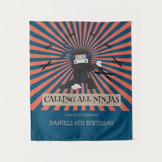 Hintergrund des niedlichen Ninja-Krieger-Kindergeb Wandteppich (Vorderseite)