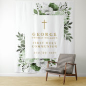 Hintergrund des Olive Green Floral Heilige Kommuni Wandteppich (Beispiel)