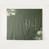 Hintergrund des Olive Green Floral Wedding Foto Bo Wandteppich (Vorderseite (Horizontal))