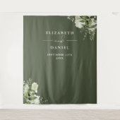 Hintergrund des Olive Green Floral Wedding Foto Bo Wandteppich (Vorderseite)