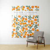 Hintergrund des Orangenzitrus-Fotos mit Aquarellfa Wandteppich (Beispiel)