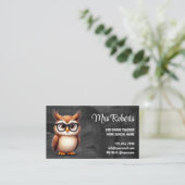 Hintergrund des OWL Lehrers Educator Chalkboard Visitenkarte (Stehend Vorderseite)