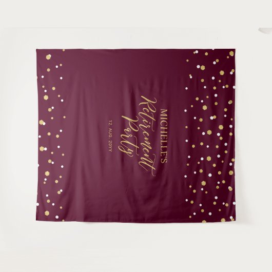 Hintergrund des Party "Gold & Burgund Confetti Ren Wandteppich (Vorderseite (Horizontal))