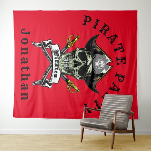 Hintergrund des Pirate Skull Ghost-Party Wandteppich (Beispiel (Horizontal))