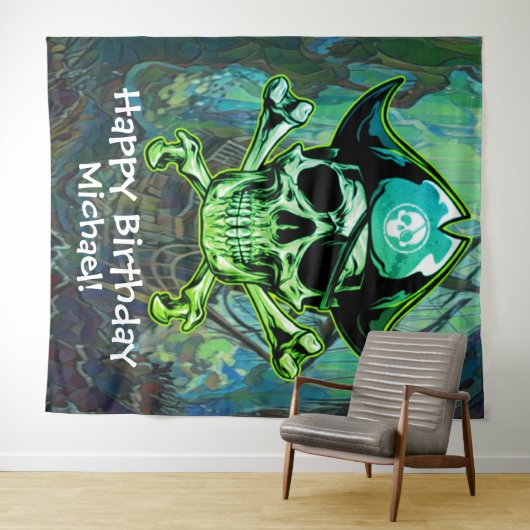 Hintergrund des Piratenkreuzes Wandteppich (Beispiel (Horizontal))