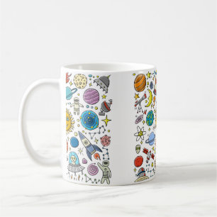 Hintergrund des Raumes. Planeten des Sonnensystems Kaffeetasse