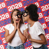 Hintergrund des Red and Blue Abschluss Class Year Wandteppich