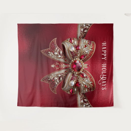 Hintergrund des Red Bow Holiday Wandteppich (Vorderseite (Horizontal))