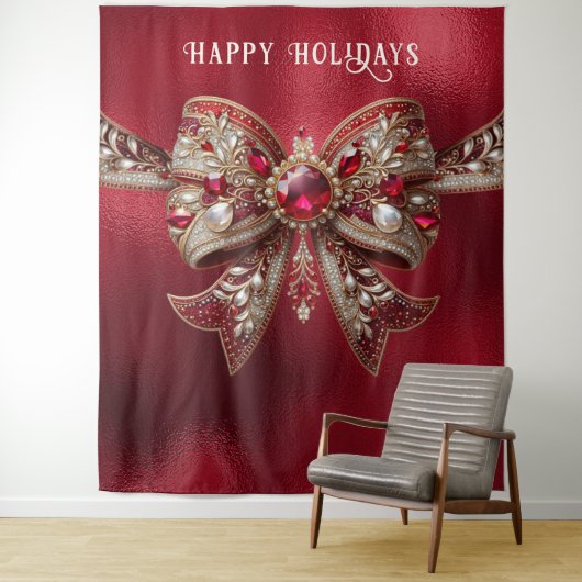 Hintergrund des Red Bow Holiday Wandteppich (Beispiel)