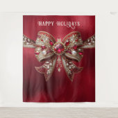 Hintergrund des Red Bow Holiday Wandteppich (Vorderseite)