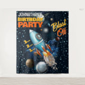 Hintergrund des Rocketship Space Adventure-Kinderg Wandteppich (Vorderseite)