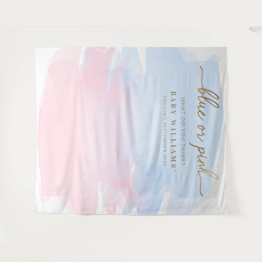 Hintergrund des rosa blauen Wasserfarbengeschlecht Wandteppich (Vorderseite (Horizontal))