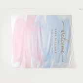 Hintergrund des rosa blauen Wasserfarbengeschlecht Wandteppich (Vorderseite (Horizontal))