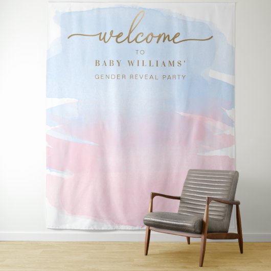 Hintergrund des rosa blauen Wasserfarbengeschlecht Wandteppich (Beispiel)