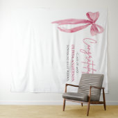 Hintergrund des rosa Bow Abschluss Gratulation Fot Wandteppich (Beispiel (Horizontal))