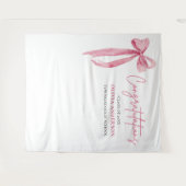 Hintergrund des rosa Bow Abschluss Gratulation Fot Wandteppich (Vorderseite (Horizontal))