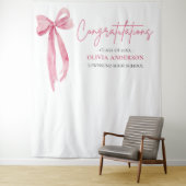 Hintergrund des rosa Bow Abschluss Gratulation Fot Wandteppich (Beispiel)