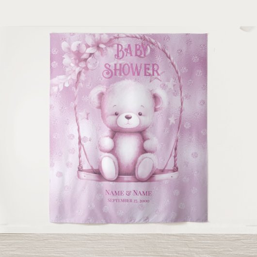 Hintergrund des rosa Teddy-Bären Wandteppich (Vorderseite)