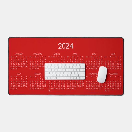 Hintergrund des roten Kalenders 2024 Schreibtischunterlage (Tastatur & Maus)