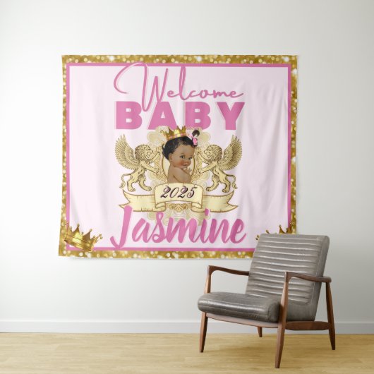 Hintergrund des Royal African Princess Pink|Gold G Wandteppich (Beispiel (Horizontal))