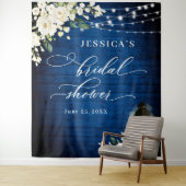 Hintergrund des Royal Blue Wood White Roses Brautp Wandteppich (Beispiel)