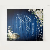 Hintergrund des Royal Blue Wood White Roses Brautp Wandteppich (Vorderseite (Horizontal))
