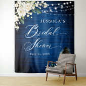 Hintergrund des Royal Blue Wood White Roses Brautp Wandteppich (Beispiel)