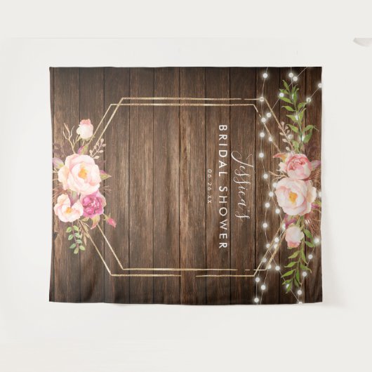Hintergrund des rustikalen Brautparty aus Holz Wandteppich (Vorderseite (Horizontal))