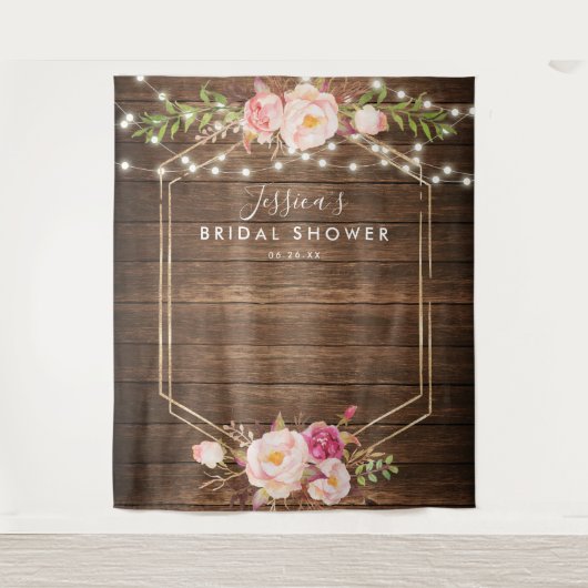 Hintergrund des rustikalen Brautparty aus Holz Wandteppich (Vorderseite)