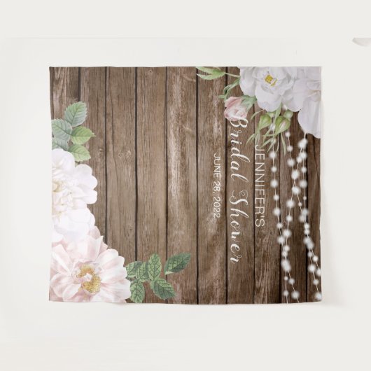 Hintergrund des rustikalen Brautparty mit Blumenzw Wandteppich (Vorderseite (Horizontal))