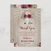 Hintergrund des rustikalen Brautparty Rotes Blumen Dankeskarte (Vorne/Hinten)