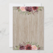 Hintergrund des rustikalen Brautparty Rotes Blumen Einladung (Rückseite)