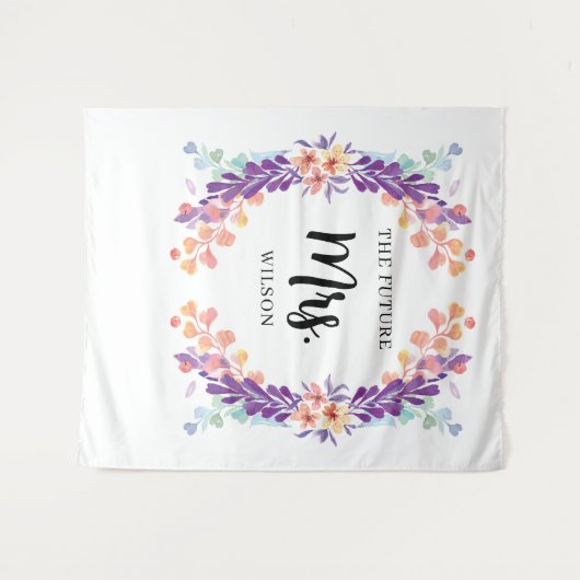 Hintergrund des rustikalen Lila-floralen Brautpart Wandteppich (Vorderseite (Horizontal))