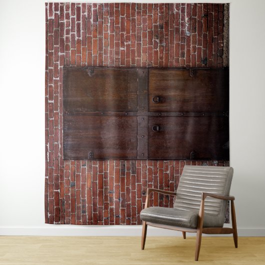 Hintergrund des rustikalen Party mit rotem Ziegelh Wandteppich (Beispiel)