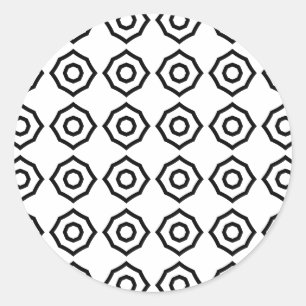 Hintergrund des Schwarz-weißen Octagon Runder Aufkleber