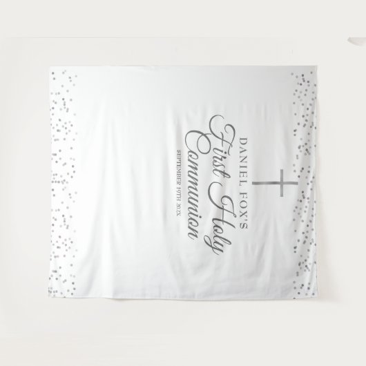 Hintergrund des Silbernen ersten heiligen Kommunio Wandteppich (Vorderseite (Horizontal))
