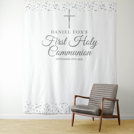 Hintergrund des Silbernen ersten heiligen Kommunio Wandteppich (Beispiel)