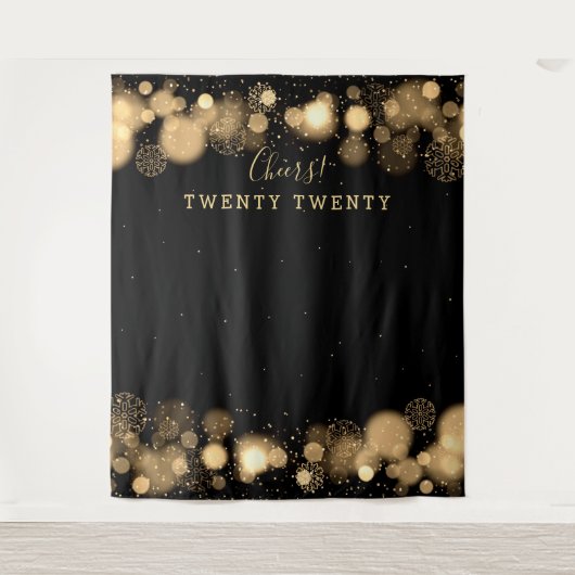 Hintergrund des Silvester Gold Winter Wonderland Wandteppich (Vorderseite)