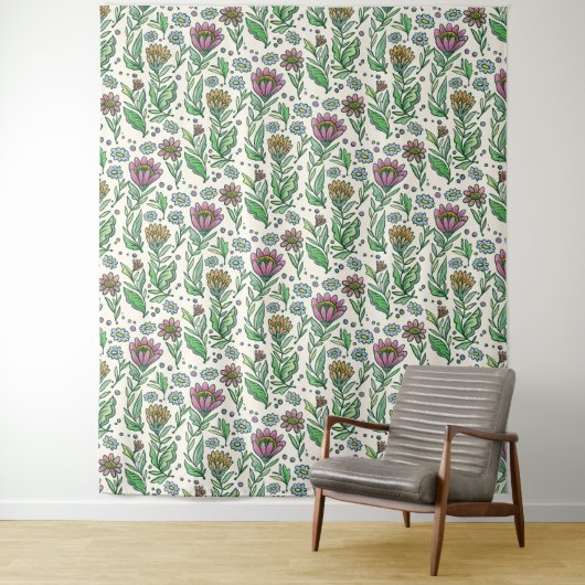 Hintergrund des skandinavischen Folksy-Floral-Foto Wandteppich (Beispiel)