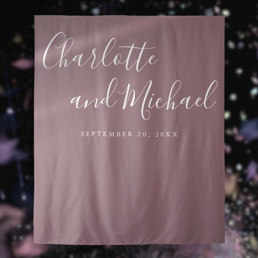 Hintergrund des Skript Mauve Wedding Foto Booth Wandteppich