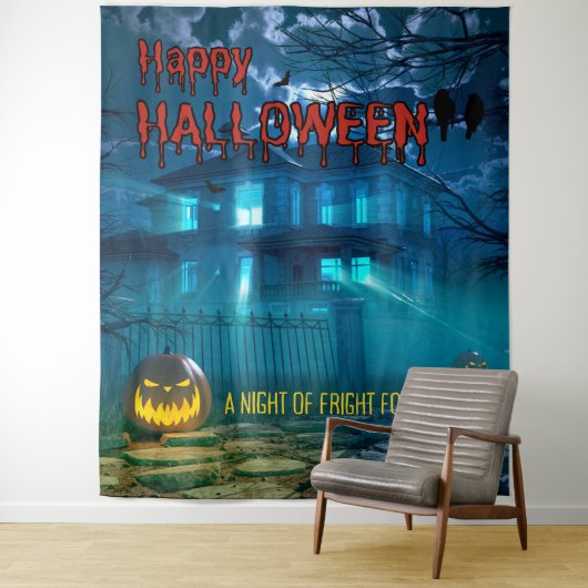 Hintergrund des Spuk Halloween-Party im Creepy Hou Wandteppich (Beispiel)