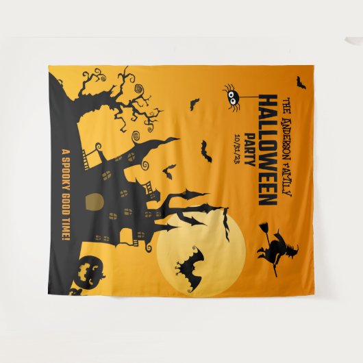 Hintergrund des Spuk Herrenhaus-Halloween-Party Wandteppich (Vorderseite (Horizontal))