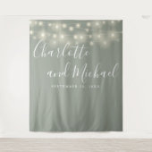 Hintergrund des String Lights Sage Green Wedding F Wandteppich (Vorderseite)