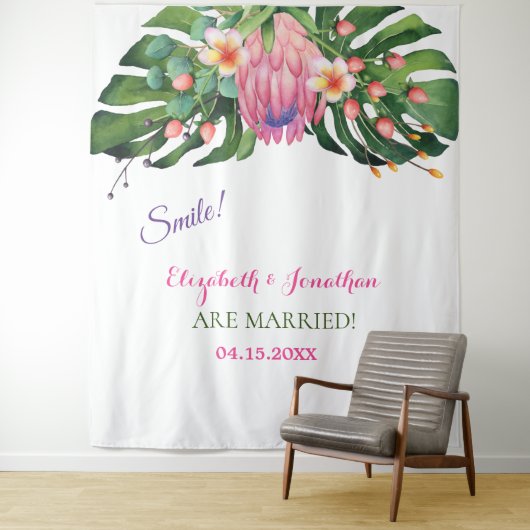 Hintergrund des tropisch-rosa Protea Wedding Foto  Wandteppich (Beispiel)