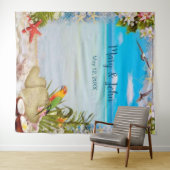 Hintergrund des tropischen Beach Floral Wedding Fo Wandteppich (Beispiel (Horizontal))